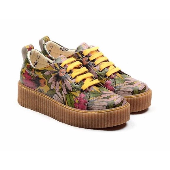Goby Shoes - Goby Shoes - Floral Sneakers - White Shoelaces